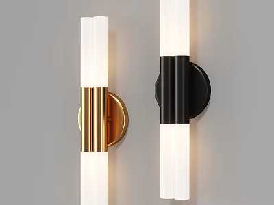 Modern Gold and Black Wall Lamps with White Tubes Wall Mounted Design 3d model