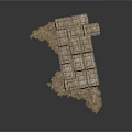 Textured Masonry Building Component With Layered Brick Design And Hay Surroundings