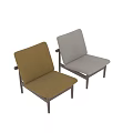 Modern Minimalist Beige Fabric Leisure Chair With Dark Wooden Frame And Sloped Backrest