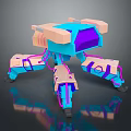 Mechanical Creature 3D Model With Multi Legged Structure And Blue Pink Purple Hues 3d model