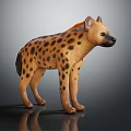 Realistic Detailed Spotted Hyena Model Standing in Pose on Dark Background