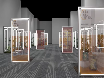Modern Exhibition Hall With Transparent Display Cases For Laboratory Testing Kits 3d model