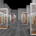 Modern Exhibition Hall With Transparent Display Cases For Laboratory Testing Kits 3d model