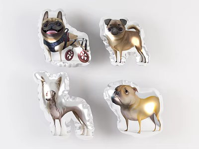 Cute Inflatable Dog Models With Various Breeds And Unique Decorative Designs 3d model