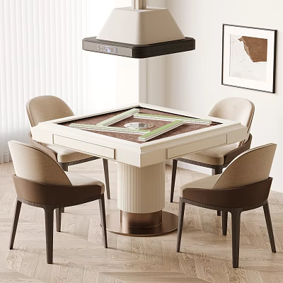 Modern Hotel Mahjong Room Interior Design With Mahjong Table And Four Chairs 3d model