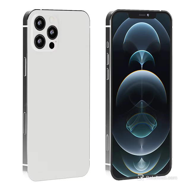 Smartphone Back With Multiple Cameras White Body And Front Screen Dynamic Circular Design 3d model 