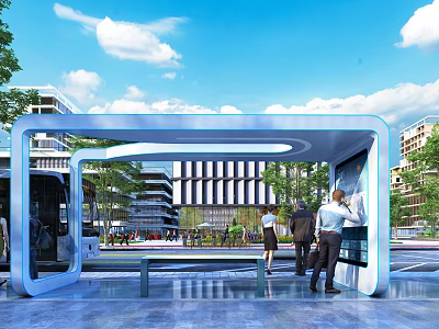 Bus Station Smart Bus 3d model