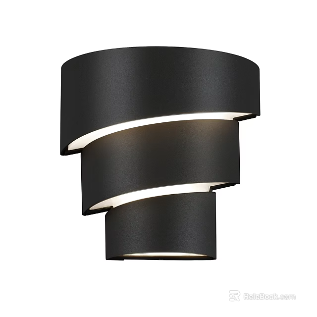 Modern Black Layered Chandelier with Spiral Design and Soft Illumination for Home Decor 3d model 