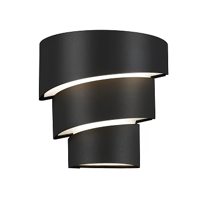 Modern Black Layered Chandelier with Spiral Design and Soft Illumination for Home Decor 3d model