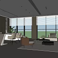 New Chinese Office Chairman Office Manager Office Desk and Chair Combination Office Computer Combination Reception Sofa Leather Sofa Boss Table 3d model