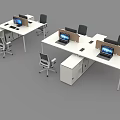 Modern Office Desks With Laptops Office Chairs And Drawer Cabinets