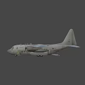 Gray Fighter Jet With Four Propellers Long Wings Wide Fuselage And Tail Emblem