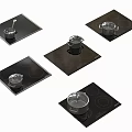 Multiple Modern Black Induction Cooktops With Pots On Kitchen Appliance Surfaces 3d model