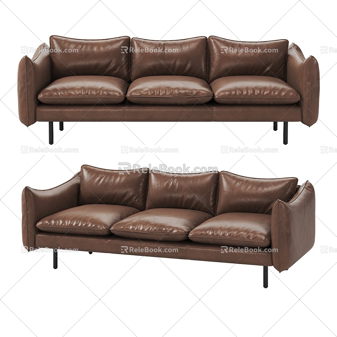 Modern minimalist double sofa 3d model