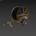 Electric Trolley Cable Reel Trailer With Yellow Frame And Wheels For Power Supply