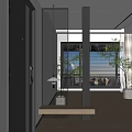 Entrance partition background wall Changhong glass partition chandelier 3d model