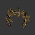 Elegant Golden Olive Branch Wreath Headwear with Reflection on Dark Background