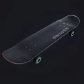 Sports Equipment Skateboard with Circular Logo Pink Black Graphics Blue Trucks and Beige Wheels