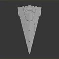 Futuristic White Triangular Warship Model With Detailed Surface On Dark Background