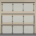 Modern Glass Panel Railings With Metal Frames Three Different Designs 3d model
