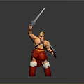Muscular Male Warrior Holding Sword In Red Outfit 3D Model Design