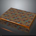 Vibrant Decorative Storage Box Featuring Colorful Circular Patterns And Orange Trim 3d model