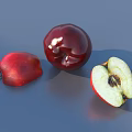 Ripe Juicy Red Apples Whole and Sliced on Gray Surface