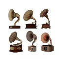 Decorative Ornaments Set with Vintage Phonograph Models for Home Decoration