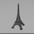 Eiffel Tower Model Featuring Lattice Structure Metallic Texture And Base Reflection 3d model