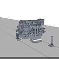 3D Model of Engine Showing Internal Structure And Detailed Mechanical Components 3d model