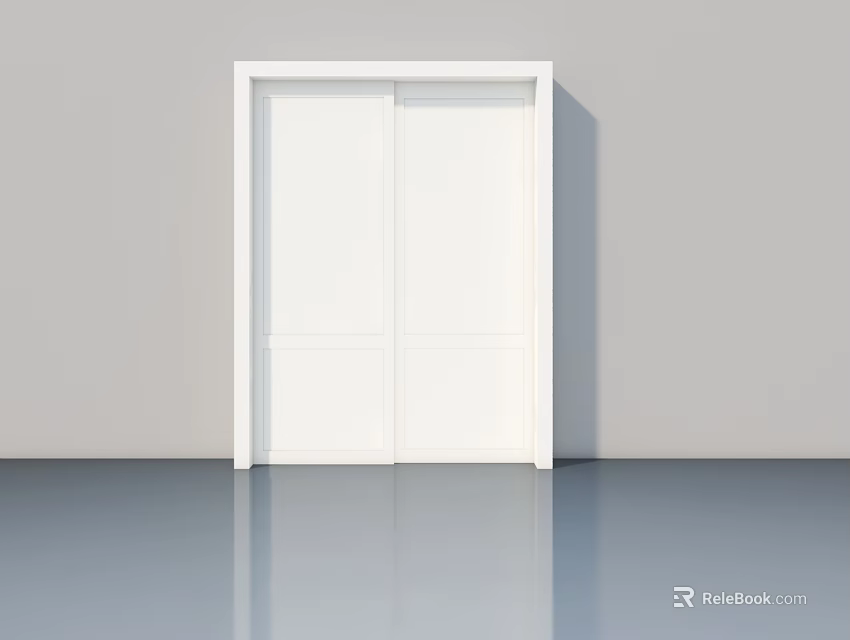 White Double Swing Door With Simple Design In Minimalist Interior Space 3d model 