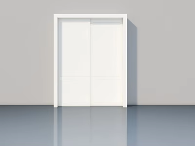 White Double Swing Door With Simple Design In Minimalist Interior Space 3d model