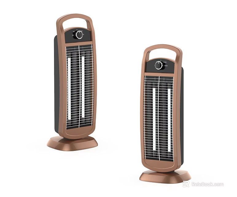 Portable Vertical Electric Heaters With Grill Panel And Control Knob Design 3d model 