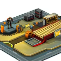 Modern Conveyor Isometric Mechanical Robot Assembling Conveyor 3d model