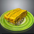 Delicious Yellow Food On Green Plate With White Rice And Sweet Flavor