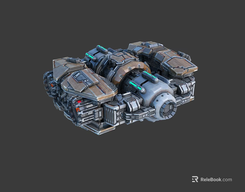 3D Rendered Mechanical Structure With Metallic Modules And Intricate Industrial Design 3d model 