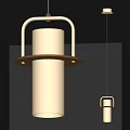 Modern Pendant Light With White Cylindrical Body And Gold Metal Frame For Interior Space