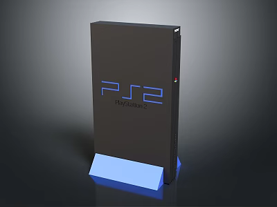 PlayStation 2 Console with Dark Exterior Blue PS2 Logo and Blue Base Design 3d model
