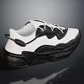 Modern Black And White Lace Up Sneakers With Thick Sole Trendy Casual Design