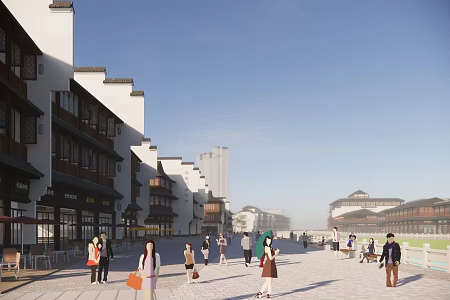 Pedestrian Street Commercial Street Huizhou Commercial Building 3d model