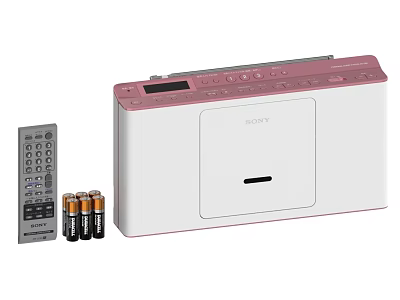 Sony Portable Digital Device Pink And White Design With Remote Control And Batteries 3d model