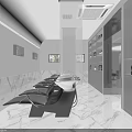 Modern Hair Salon Interior With Round Ceiling Light Marble Floors Salon Chairs And Mirrors