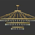 Luxurious Ornate Golden Chandelier With Multi Layered Structure And Crystal Decorations