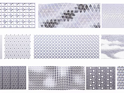 Decorative Geometric Grid And Hollow Patterns With Various Textures 3d model