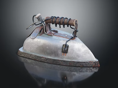 Vintage Household Iron With Retro Design Classic Daily Use Appliance 3d model