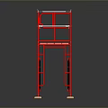 Red Metal Scaffolding With Wooden Platform And Stable Support Structure 3d model