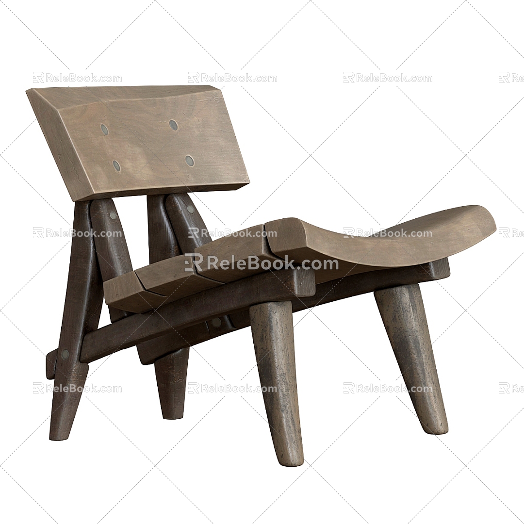 Recycled Silent Wind Leisure Chair Solid Wood Leisure Chair Single Chair Chair 3d model