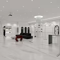 Modern Clothing Store Interior With Marble Floor Display Racks Sofa And Lighting