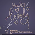 Neon Lamp Combination With Hello Lovely Text Hearts Lightning Bolts Glowing On Dark Background