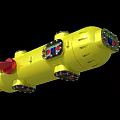 Yellow Submersible Vehicle Exploring Underwater Blue Ocean Sandy Seabed